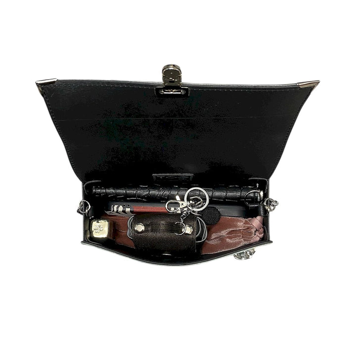 Chicca Maxi TOOitaly: Messenger Bag artigianale Made in Italy compatta in pelle artificiale con tracolla e dettagli in resina