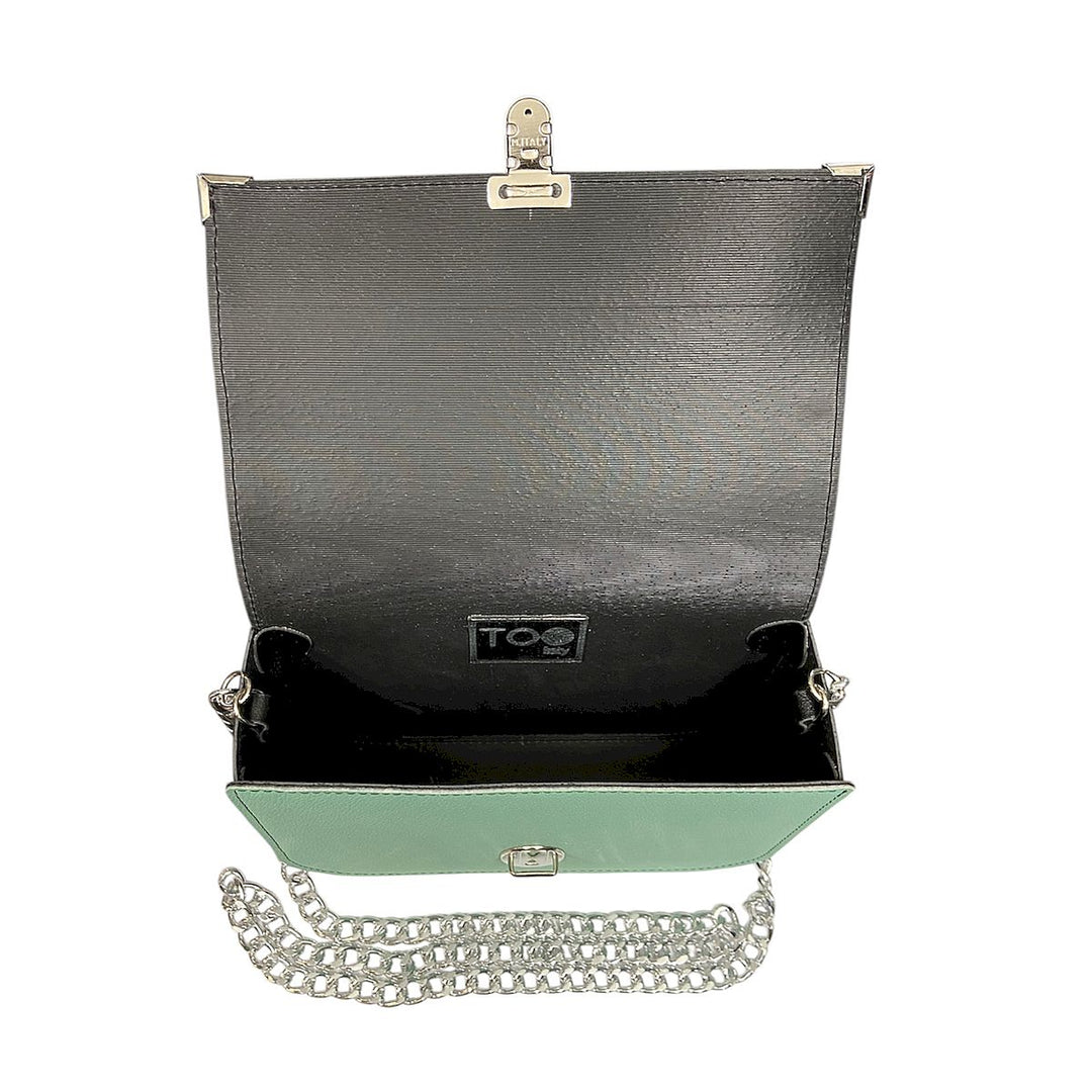 Chicca Maxi TOOitaly: Messenger Bag artigianale Made in Italy compatta in pelle artificiale con tracolla e dettagli in resina