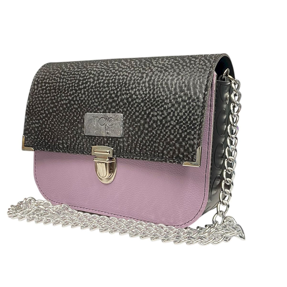 Chicca Maxi TOOitaly: Messenger Bag artigianale Made in Italy compatta in pelle artificiale con tracolla e dettagli in resina