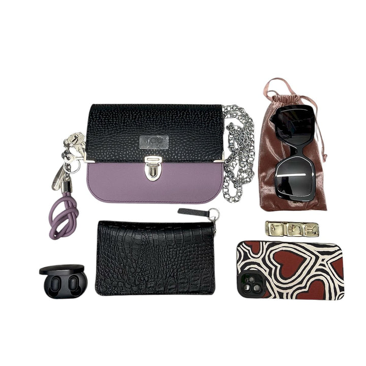 Chicca Maxi TOOitaly: Messenger Bag artigianale Made in Italy compatta in pelle artificiale con tracolla e dettagli in resina
