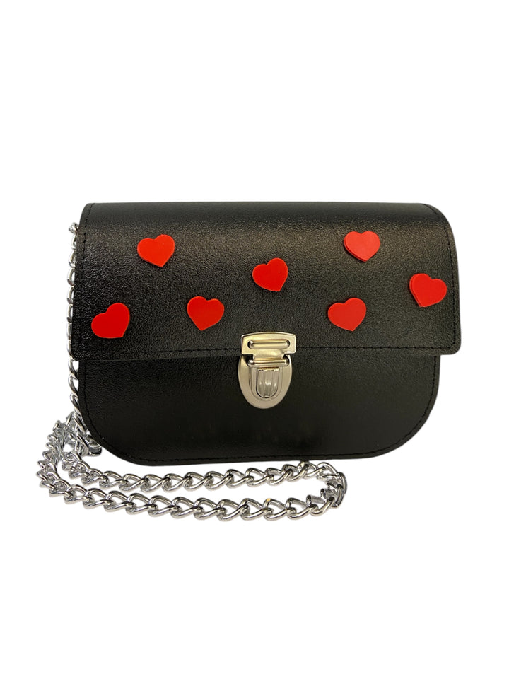 Chicca Mini Tracollina Vegan Nero Cuoricini - Chicca Mini