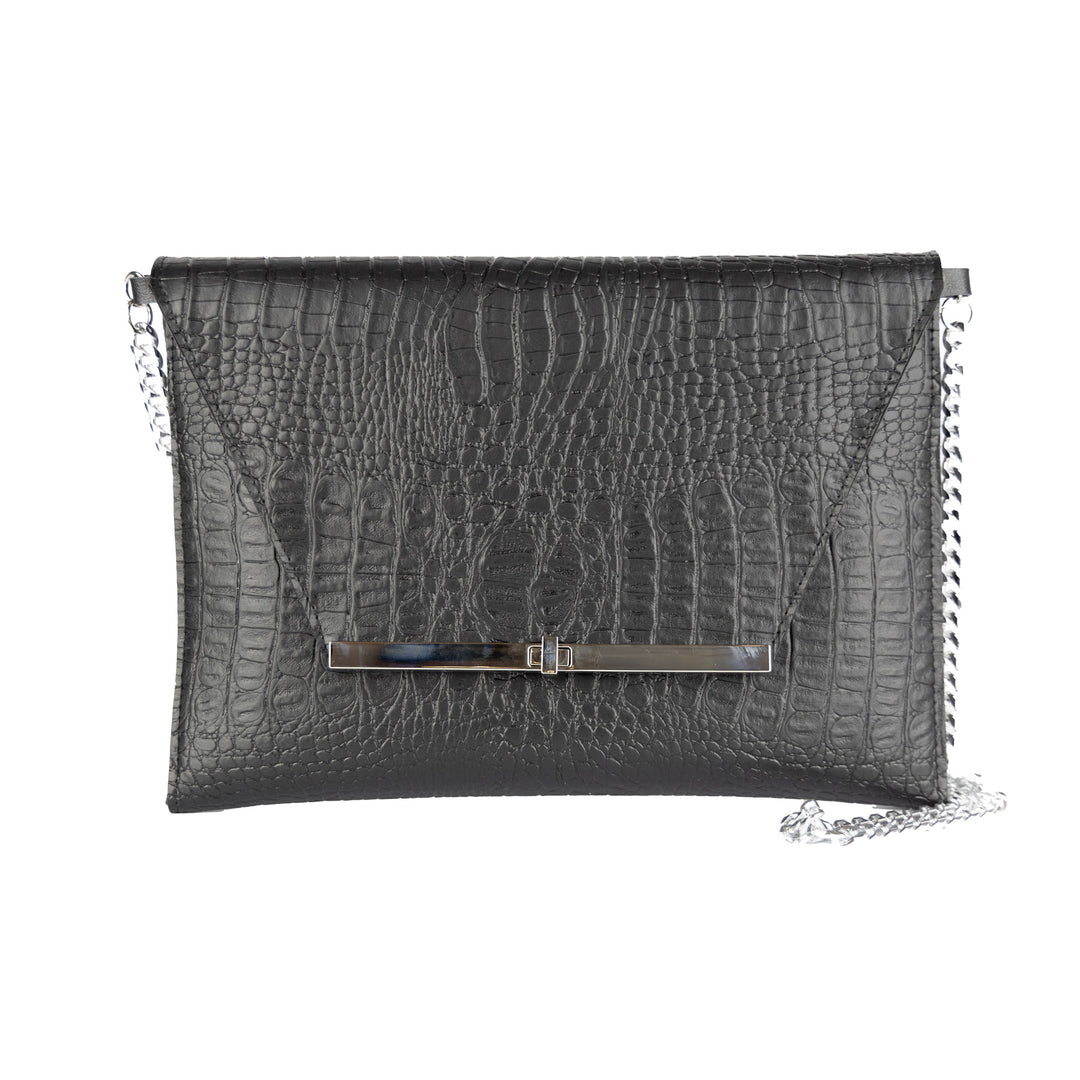 Pochette con Tracolla Elegante Clutch Cocco Nera - Clutch Maxi