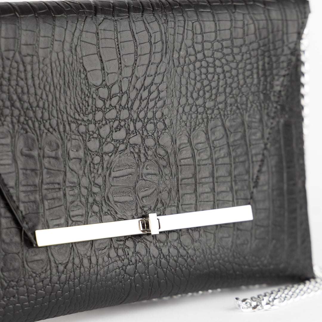 Pochette con Tracolla Elegante Clutch Cocco Nera - Clutch Maxi