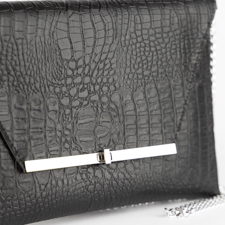Pochette con Tracolla Elegante Clutch Cocco Nera - Clutch Maxi
