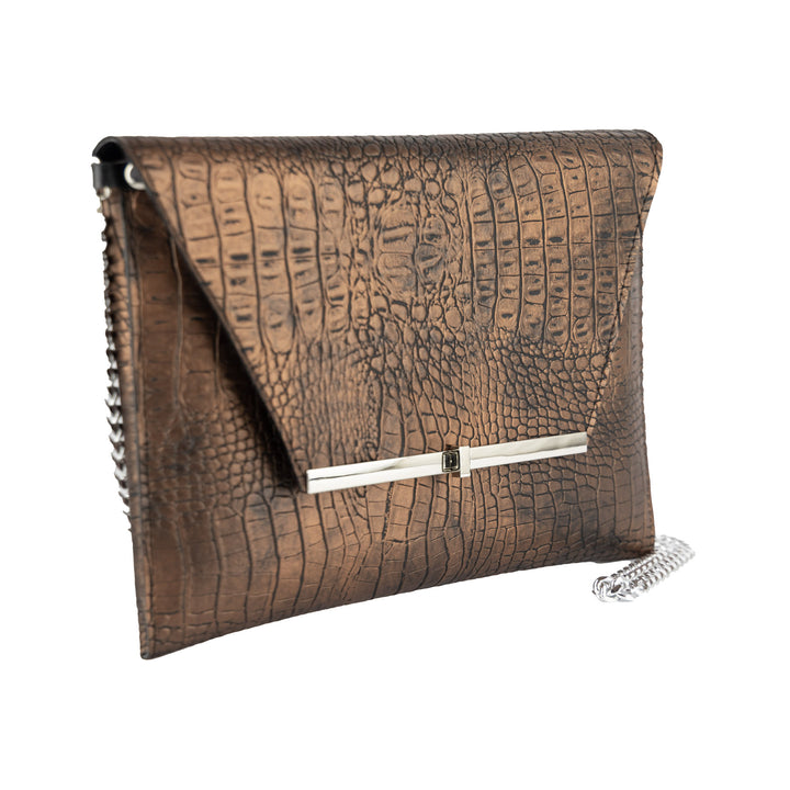 Pochette con Tracolla Elegante Clutch Cocco Bronzo - Clutch Maxi