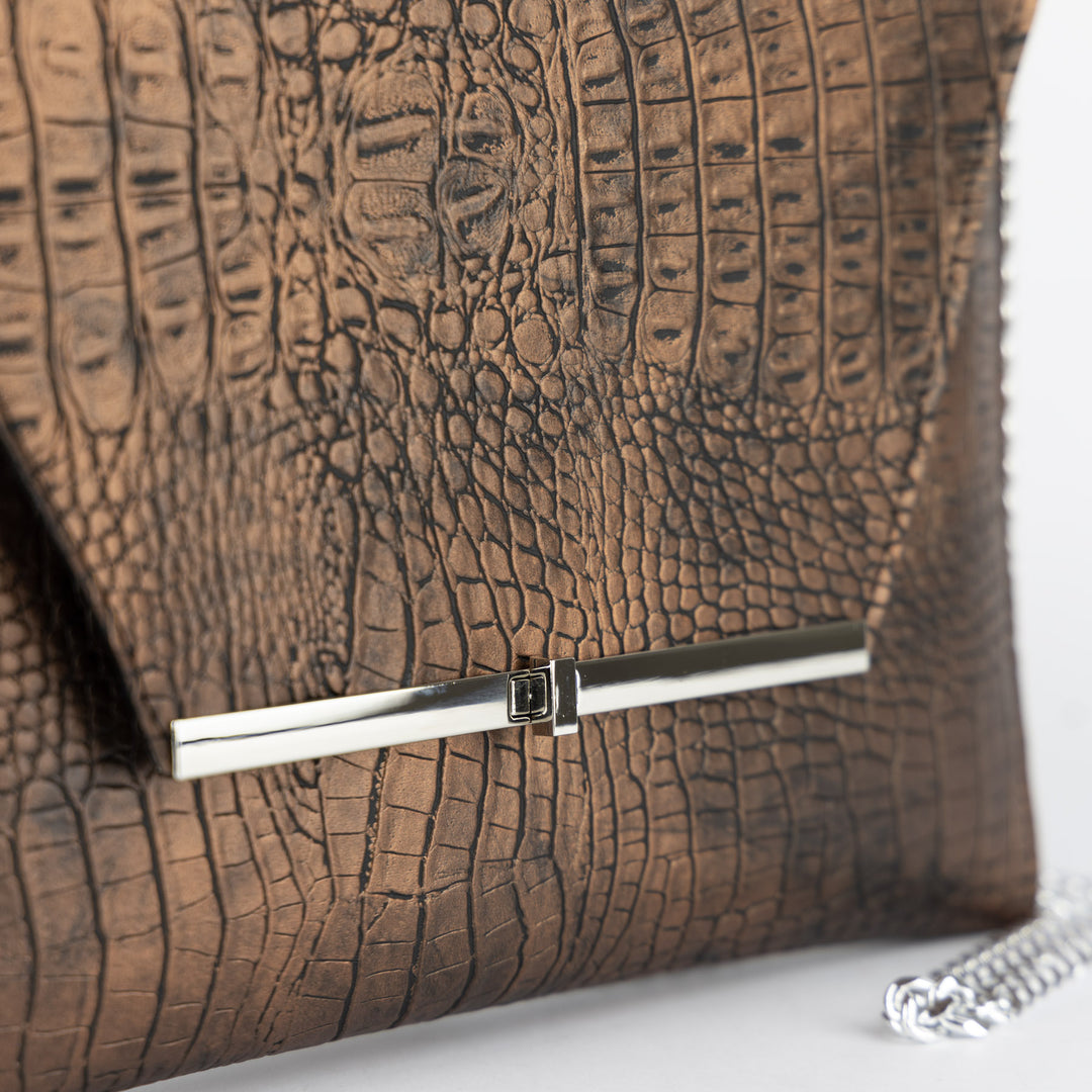 Pochette con Tracolla Elegante Clutch Cocco Bronzo - Clutch Maxi