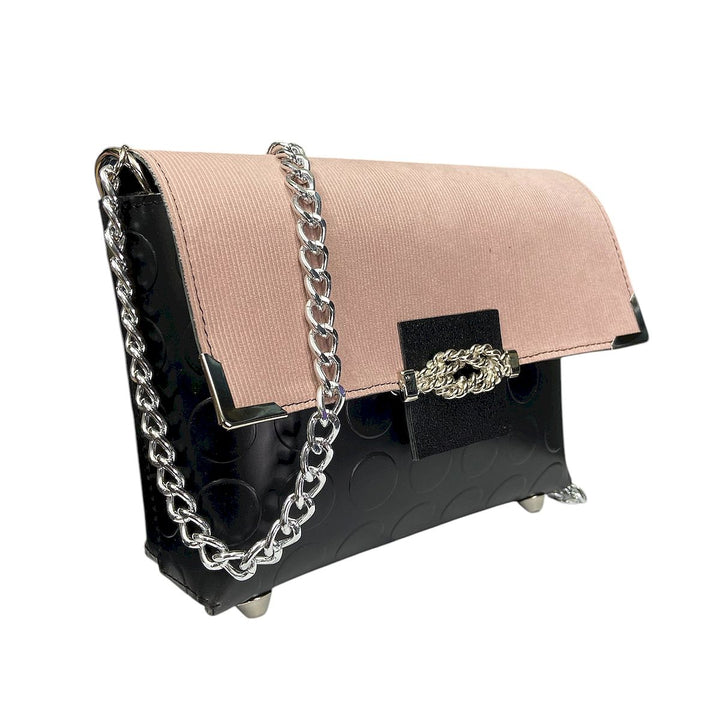 Borsa a tracolla Box di TOOitaly, design compatto, scocca in PVC e pattina in alcantara