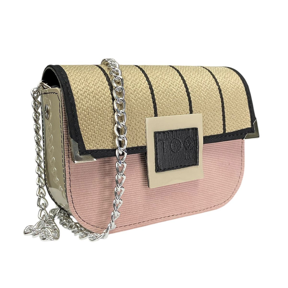 Chicca Maxi TOOitaly: Messenger Bag artigianale Made in Italy compatta in PVC e Alcantara con tracolla e dettagli in resina