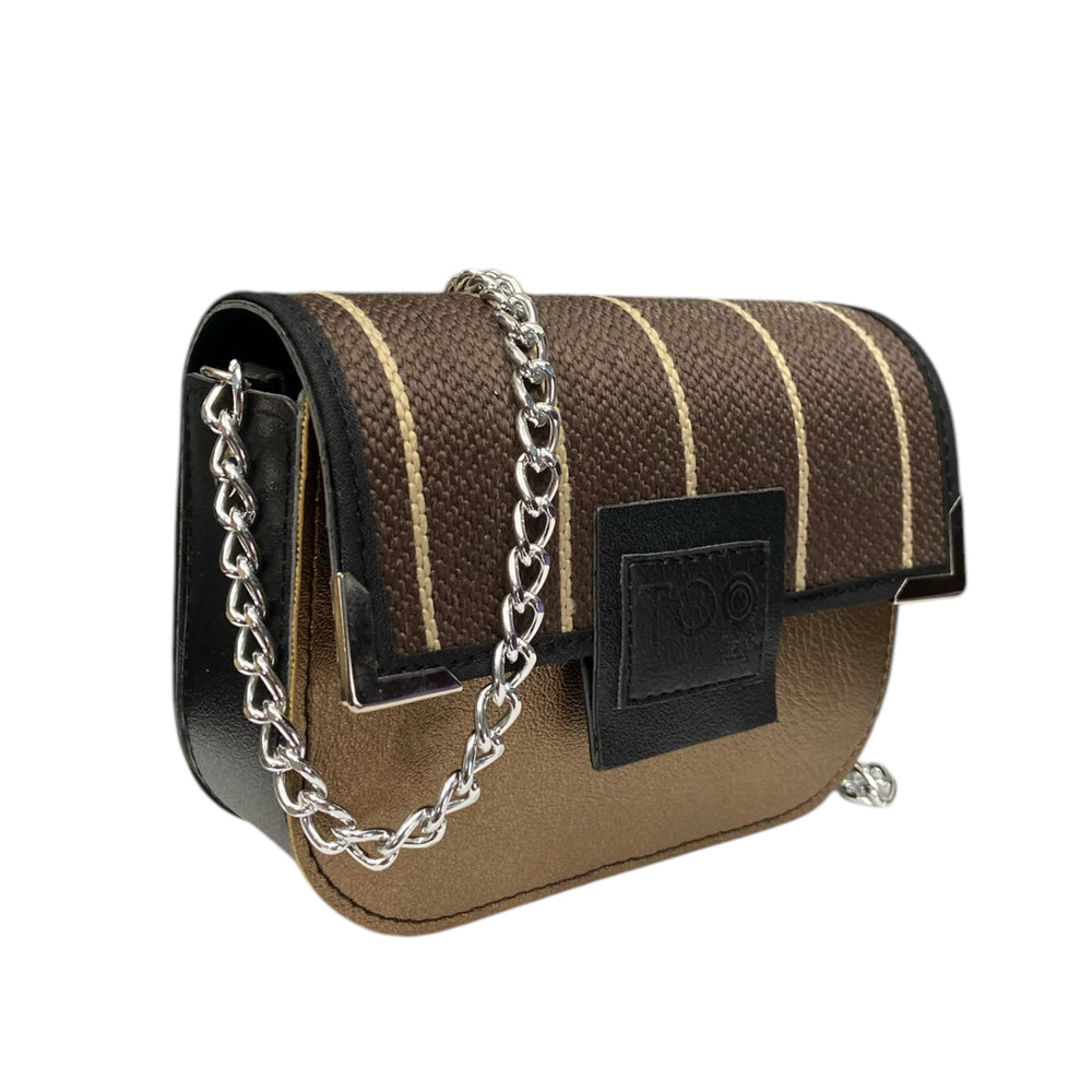 Chicca Mini Rafia cioccolato e bronzo - Messenger Bag con tracolla - Chicca Mini
