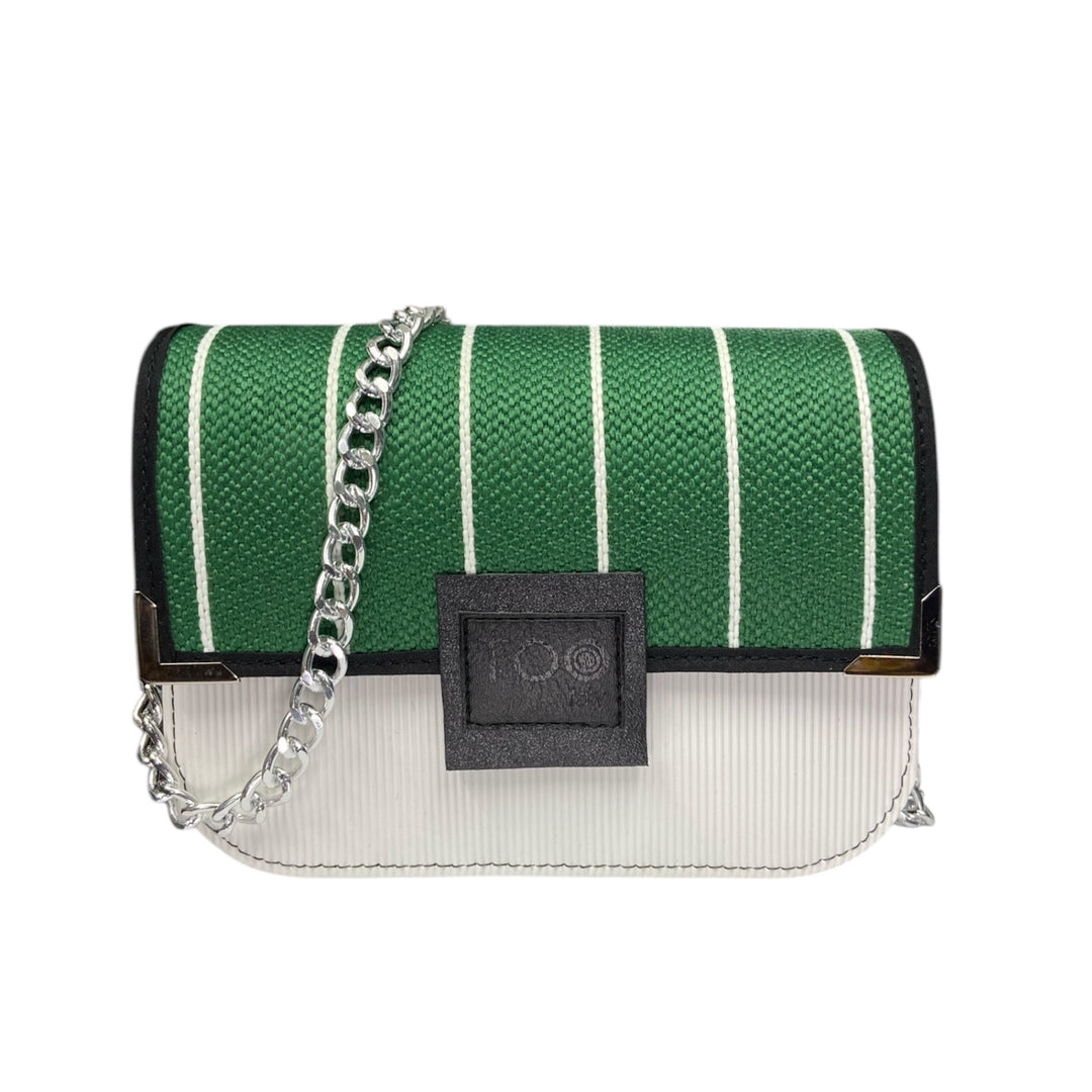 Chicca Maxi TOOitaly: Messenger Bag artigianale Made in Italy compatta in PVC e Alcantara con tracolla