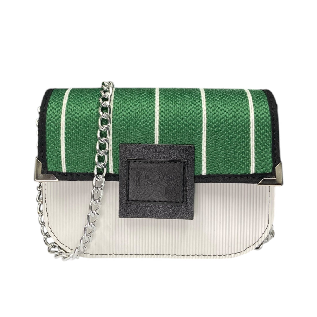 Chicca Mini Rafia verde e bianca - Messenger Bag con tracolla - Chicca Mini
