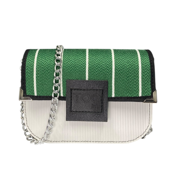 Chicca Mini Rafia verde e bianca - Messenger Bag con tracolla - Chicca Mini