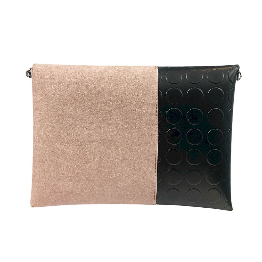 Borsa a mano e tracolla Clutch Maxi di TOOitaly, design compatto, struttura rigida in PVC rivestita in alcantara 100%
circolare o pelle ecologica