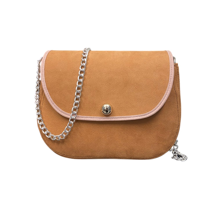 Everyday, borsa con struttura semirigida in alcantara camoscio con bordo a contrasto in alcantara rosa