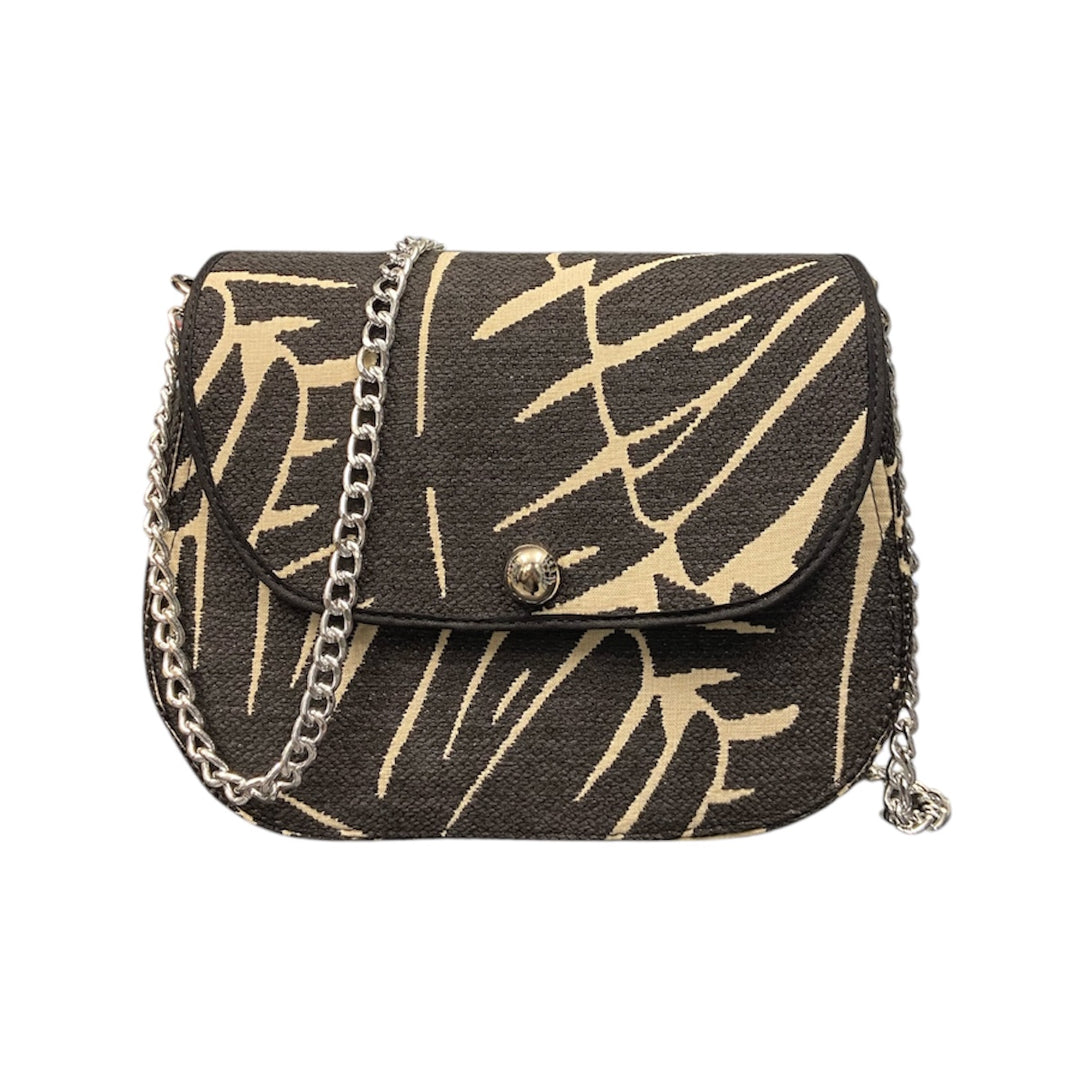 Everyday, borsa con struttura semirigida in tessuto foglia, bordo elegante in pelle vegan nera