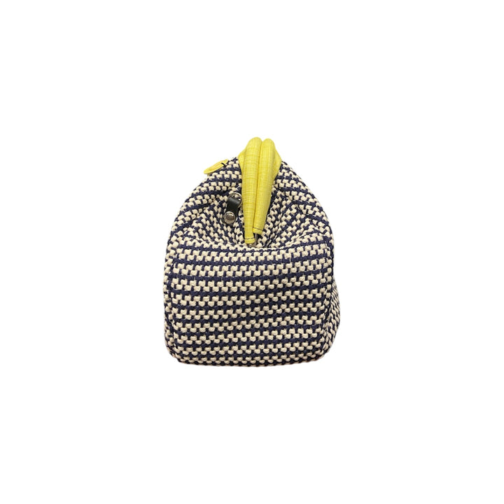 Fluffy Chicco blu e bianco - L’eleganza soffice e audace in una pouch lato