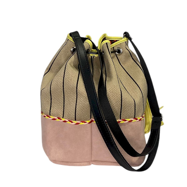 Secchiello di TOOitaly: borsa a tracolla donna con struttura rinforzata, in alcantara o tessuti circolari