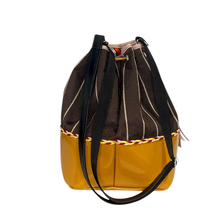 Secchiello di TOOitaly: borsa a tracolla donna con struttura rinforzata, in alcantara o tessuti circolari