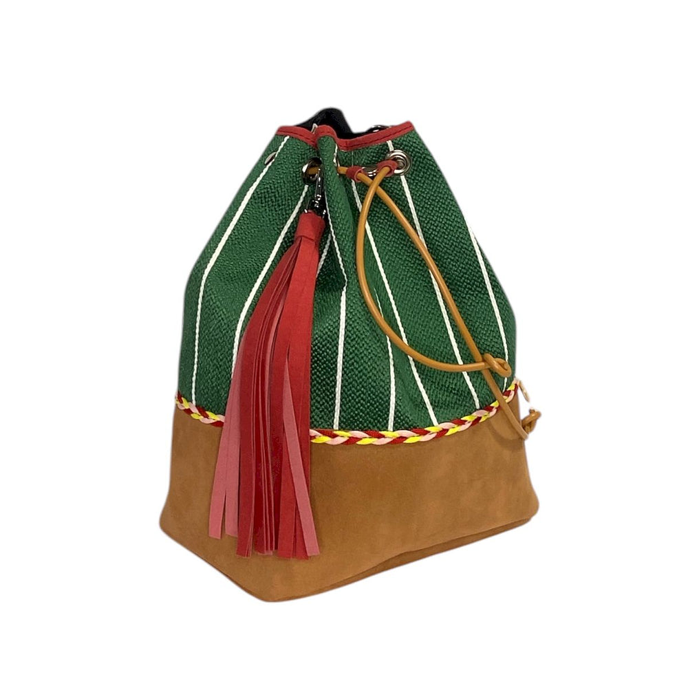 Secchiello di TOOitaly: borsa a tracolla donna con struttura rinforzata, in alcantara o tessuti circolari