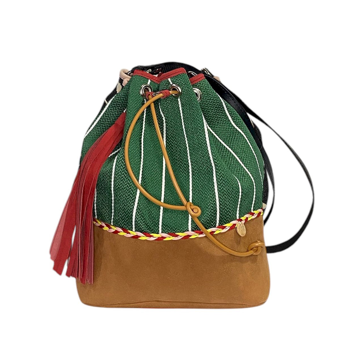 Secchiello di TOOitaly: borsa a tracolla donna con struttura rinforzata, in alcantara o tessuti circolari