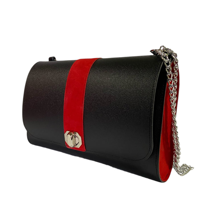 Clutch Maxi Black & Red – Borsa Elegante con Catena TOOitaly