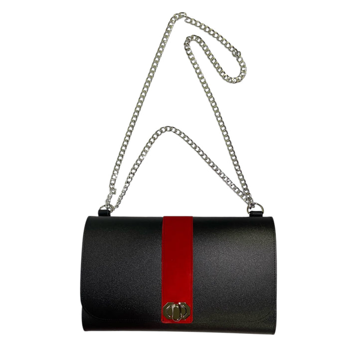 Clutch Maxi Black & Red – Borsa Elegante con Catena TOOitaly