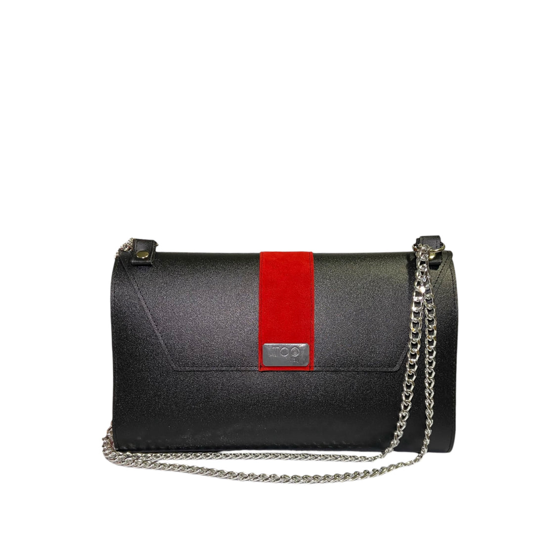 Clutch Maxi Black & Red – Borsa Elegante con Catena TOOitaly