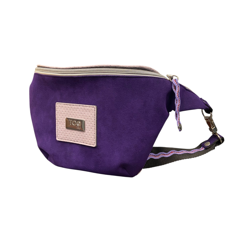 Marsupio TOOitaly Viola Iris in alcantara con tracolla regolabile e passamaneria