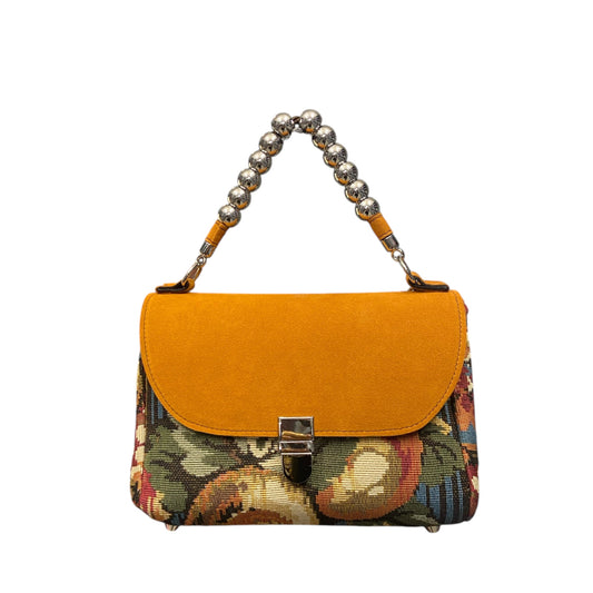 Mini Miura Bouclé Barocco Senape – Borsa Tweed Bouclé TOOitaly