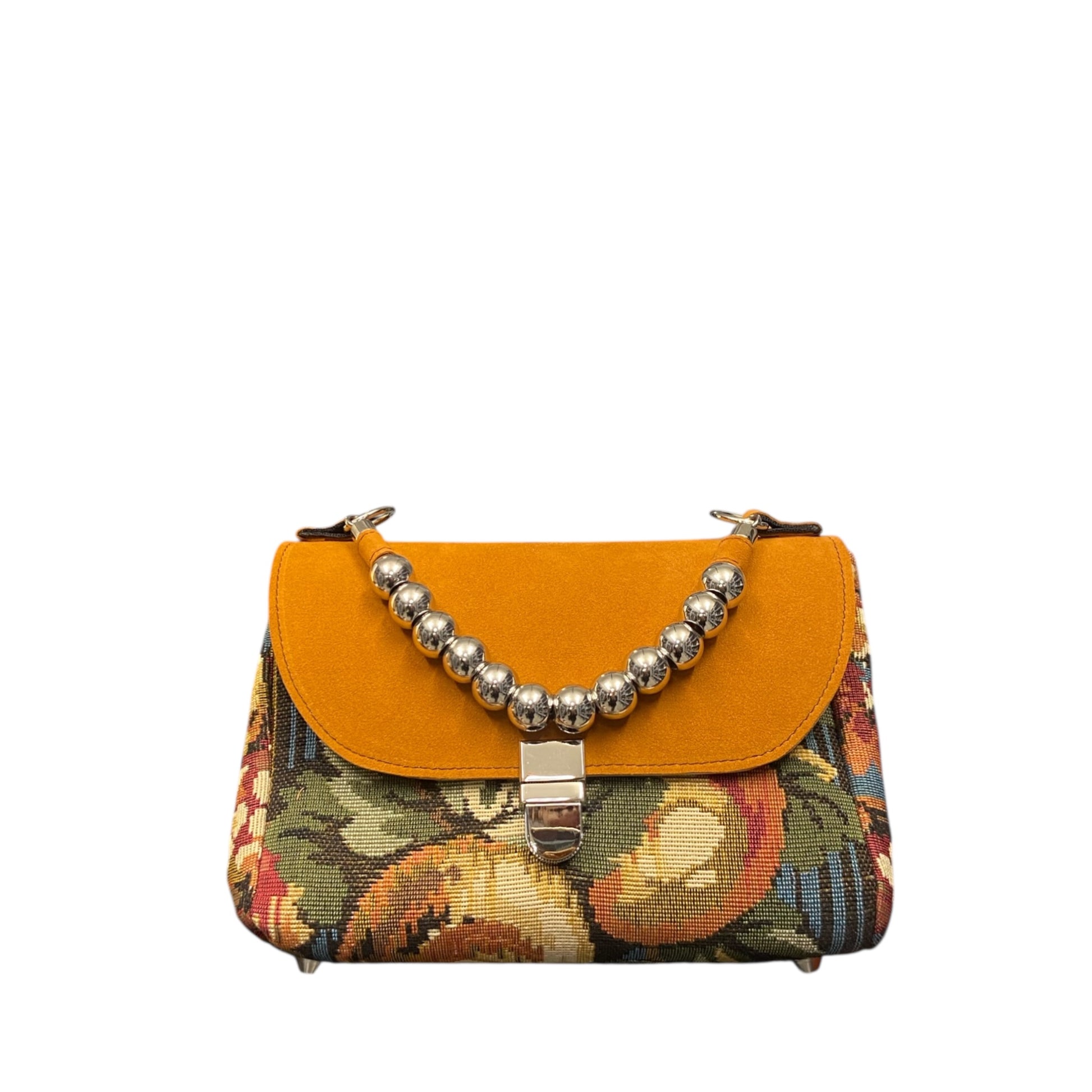 Mini Miura Bouclé Barocco Senape – Borsa Tweed Bouclé TOOitaly