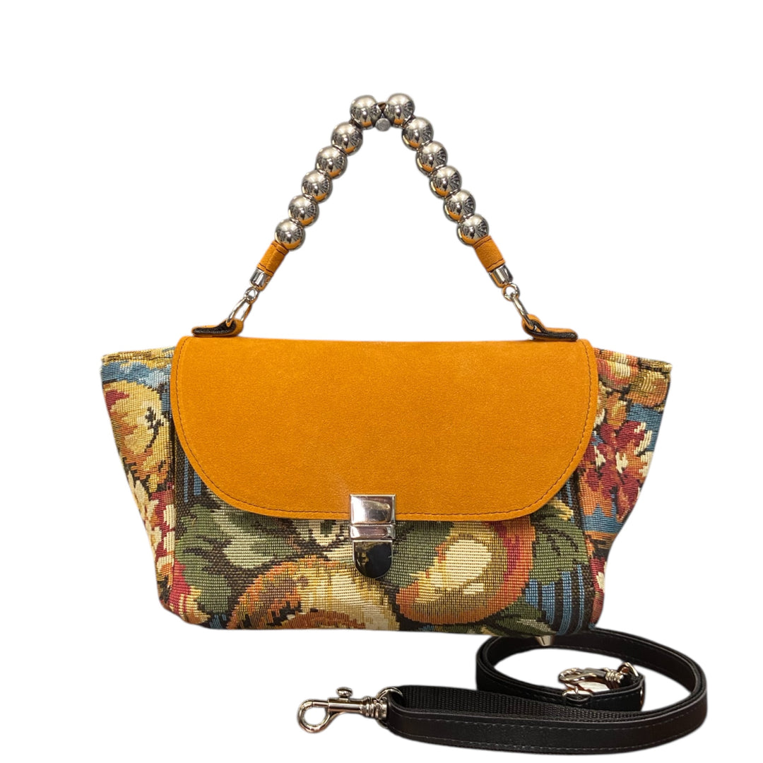 Mini Miura Bouclé Barocco Senape – Borsa Tweed Bouclé TOOitaly