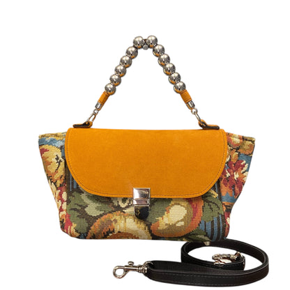 Mini Miura Bouclé Barocco Senape – Borsa Tweed Bouclé TOOitaly