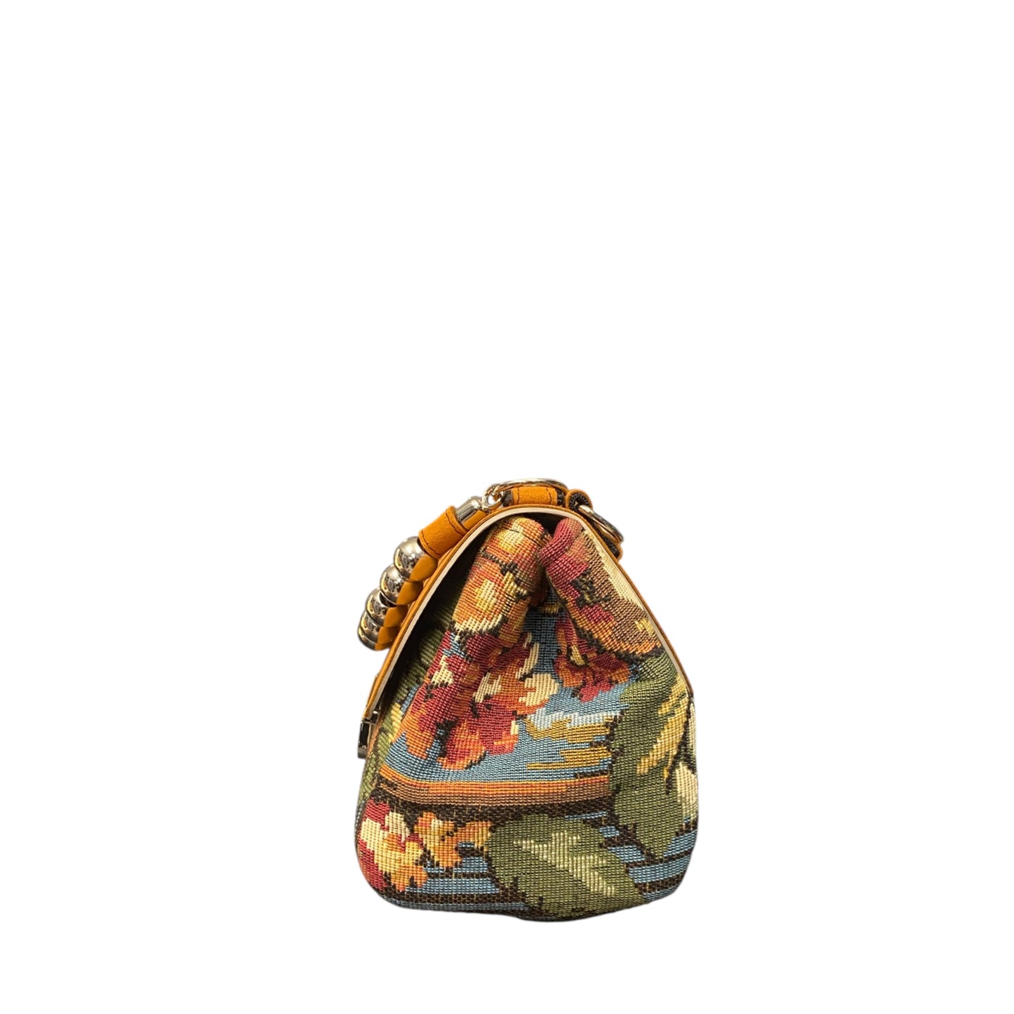 Mini Miura Bouclé Barocco Senape – Borsa Tweed Bouclé TOOitaly