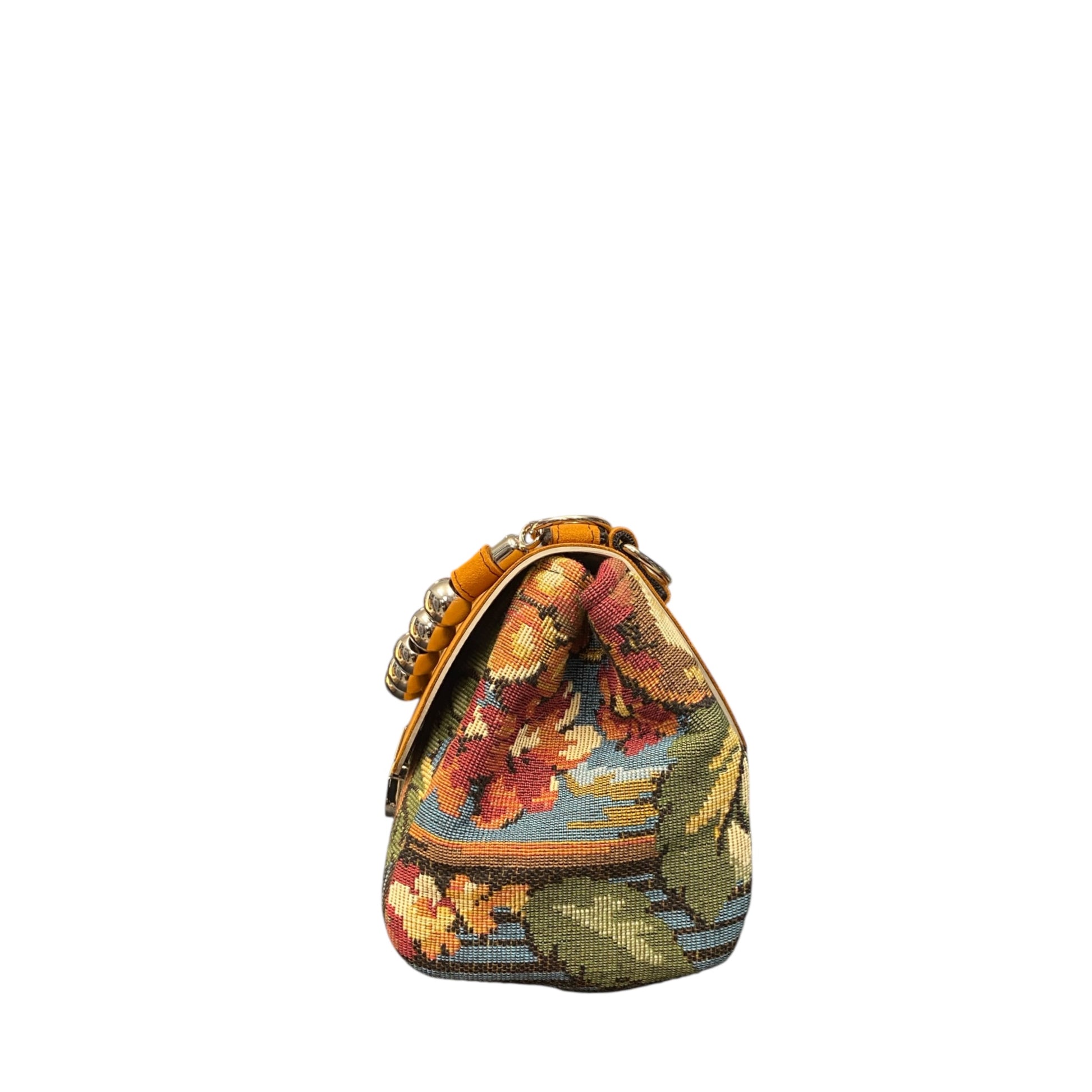 Mini Miura Bouclé Barocco Senape – Borsa Tweed Bouclé TOOitaly