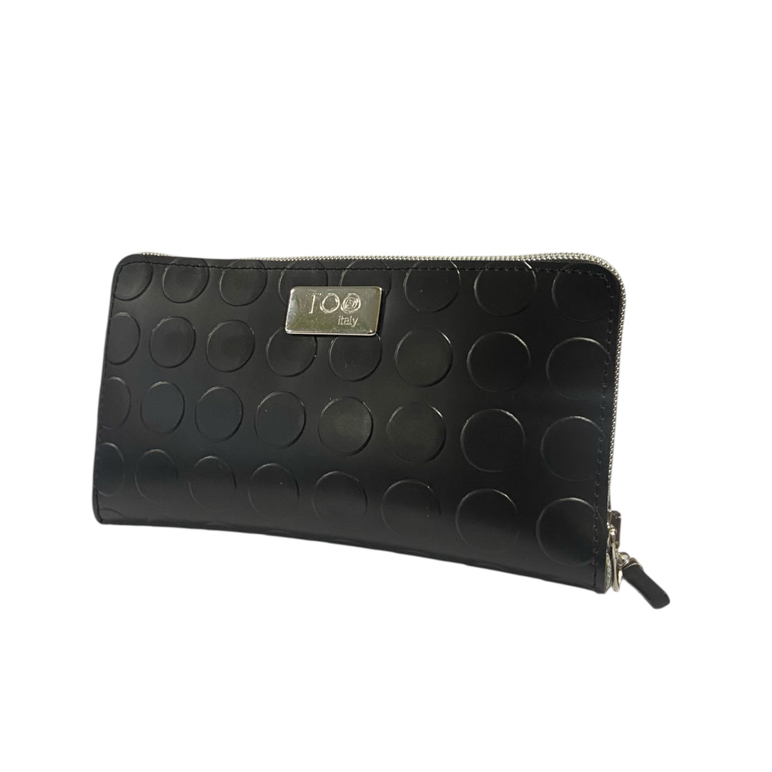 Portafoglio Maxi Nero in PVC Bullonato – Zip Around TOOitaly