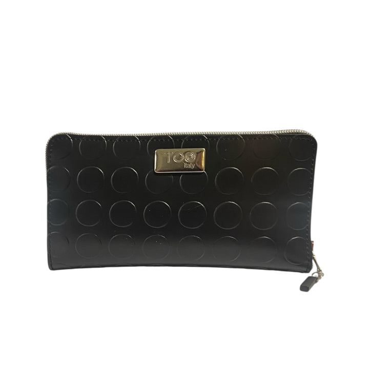 Portafoglio Maxi Nero in PVC Bullonato – Zip Around TOOitaly