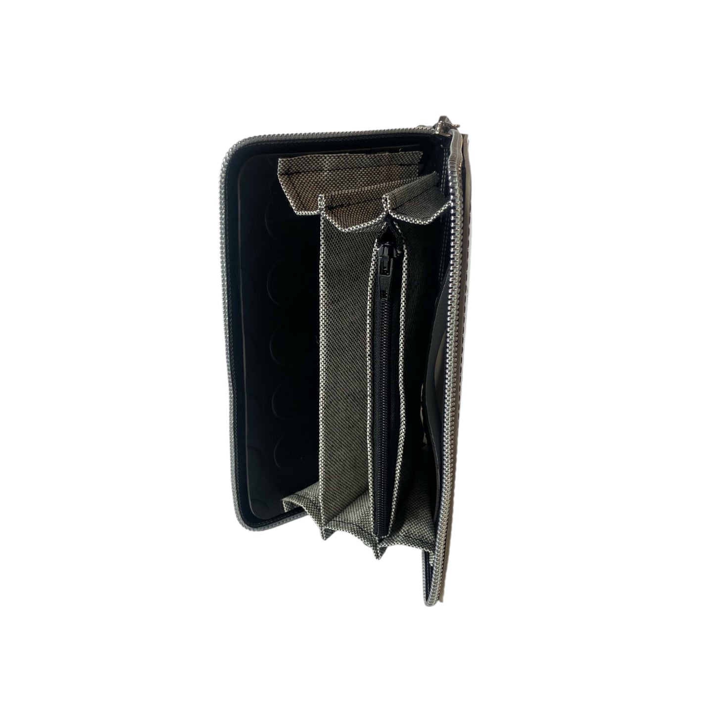 Portafoglio Maxi Nero in PVC Bullonato – Zip Around TOOitaly