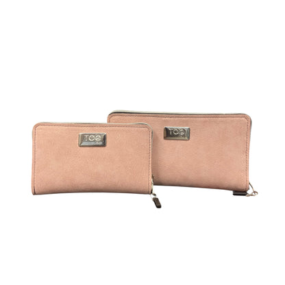 Portafoglio Maxi TOOitaly in alcantara rosa con zip. Morbido, elegante e capiente.