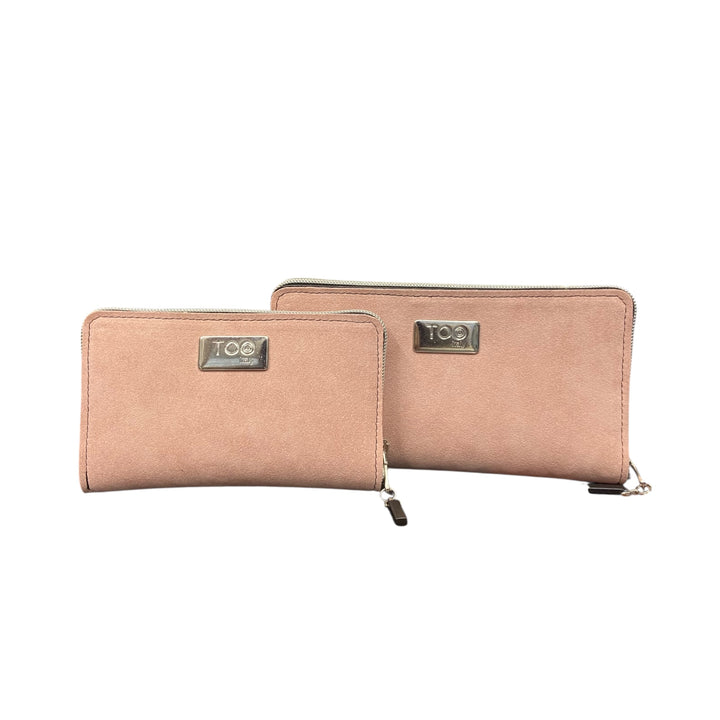 Portafoglio Maxi TOOitaly in alcantara rosa con zip. Morbido, elegante e capiente.