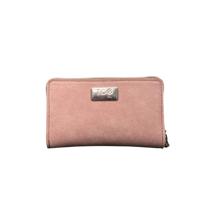 Portafoglio Mini TOOitaly in alcantara rosa con zip. Compatto, elegante e leggero.