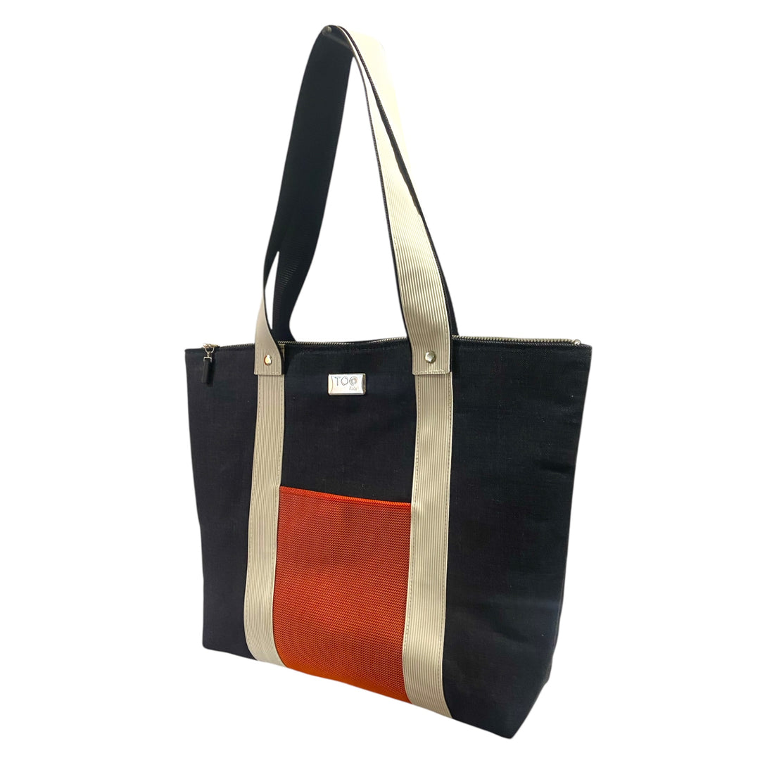 Shopper Blu Notte jeans con Manici in Alcantara – TOOitaly