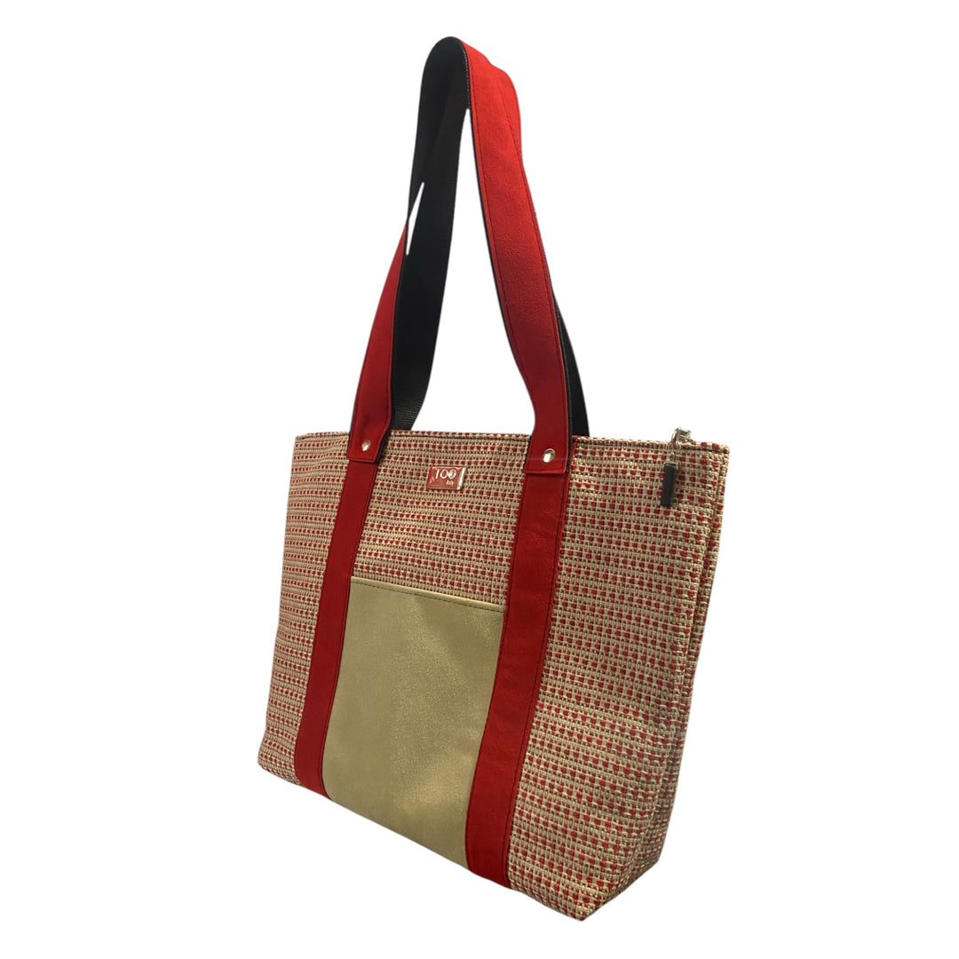 Shopper Tweed Rosso con Manici in Alcantara – TOOitaly
