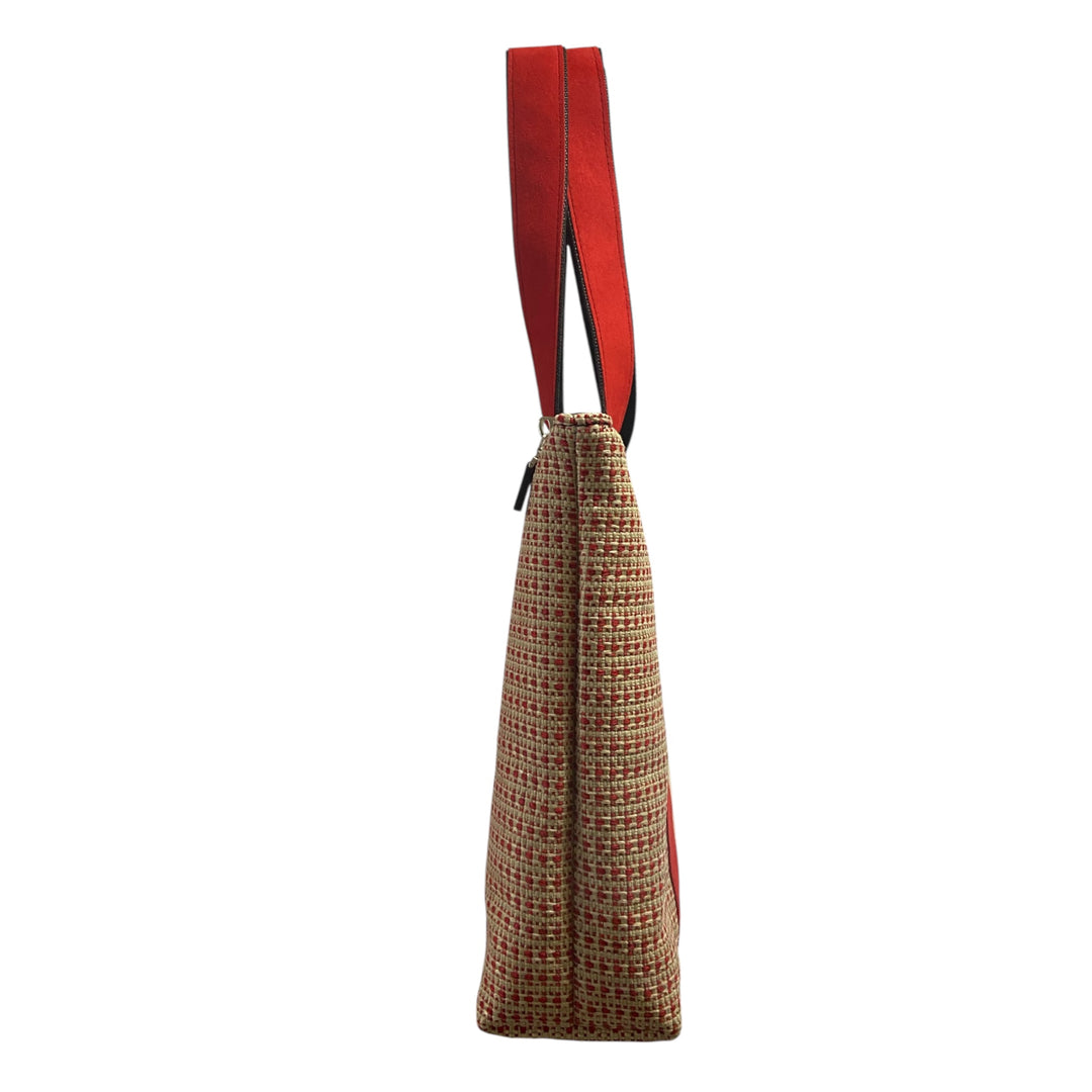 Shopper Tweed Rosso con Manici in Alcantara – TOOitaly