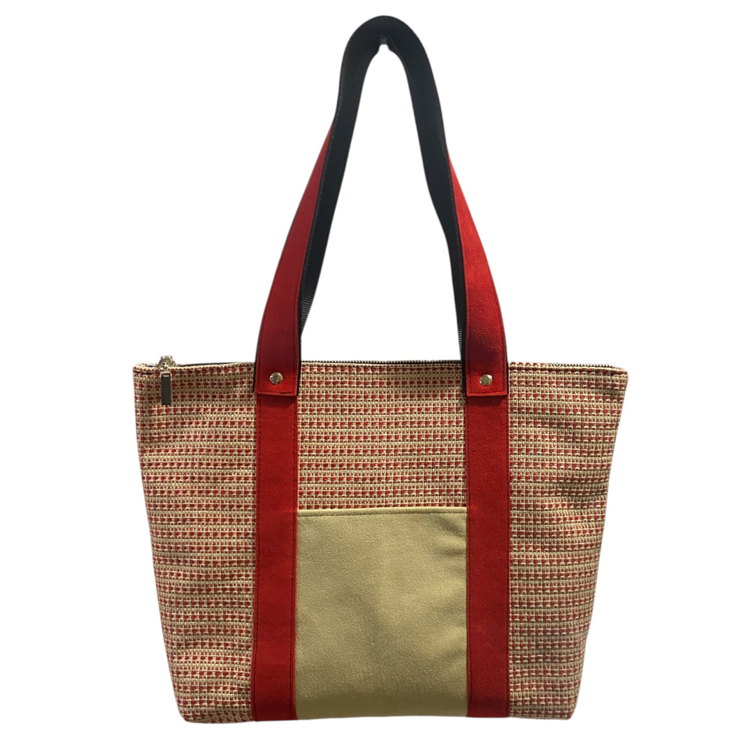 Shopper Tweed Rosso con Manici in Alcantara – TOOitaly