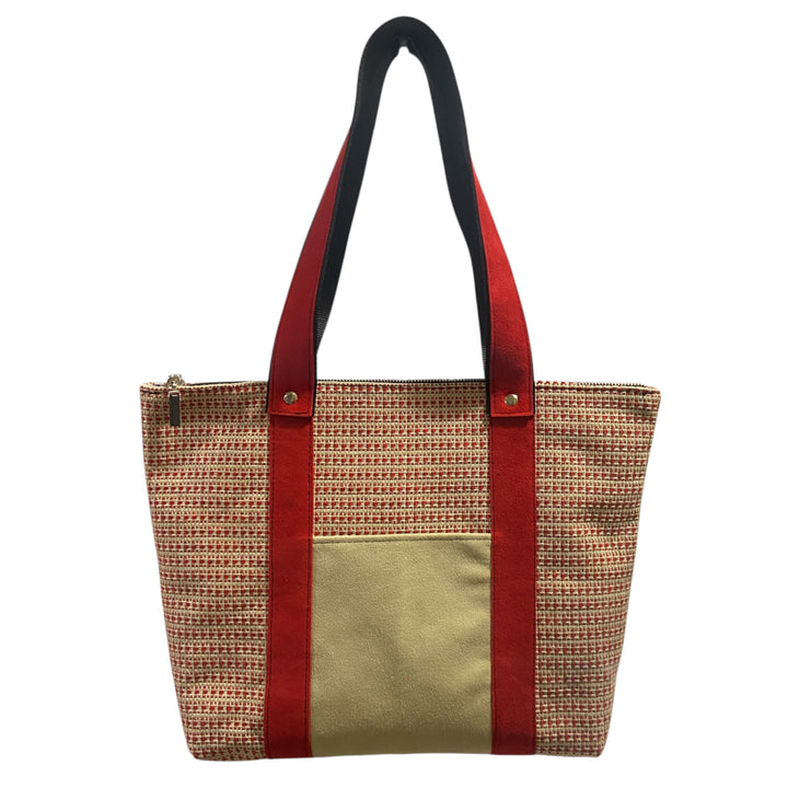 Shopper Tweed Rosso con Manici in Alcantara – TOOitaly