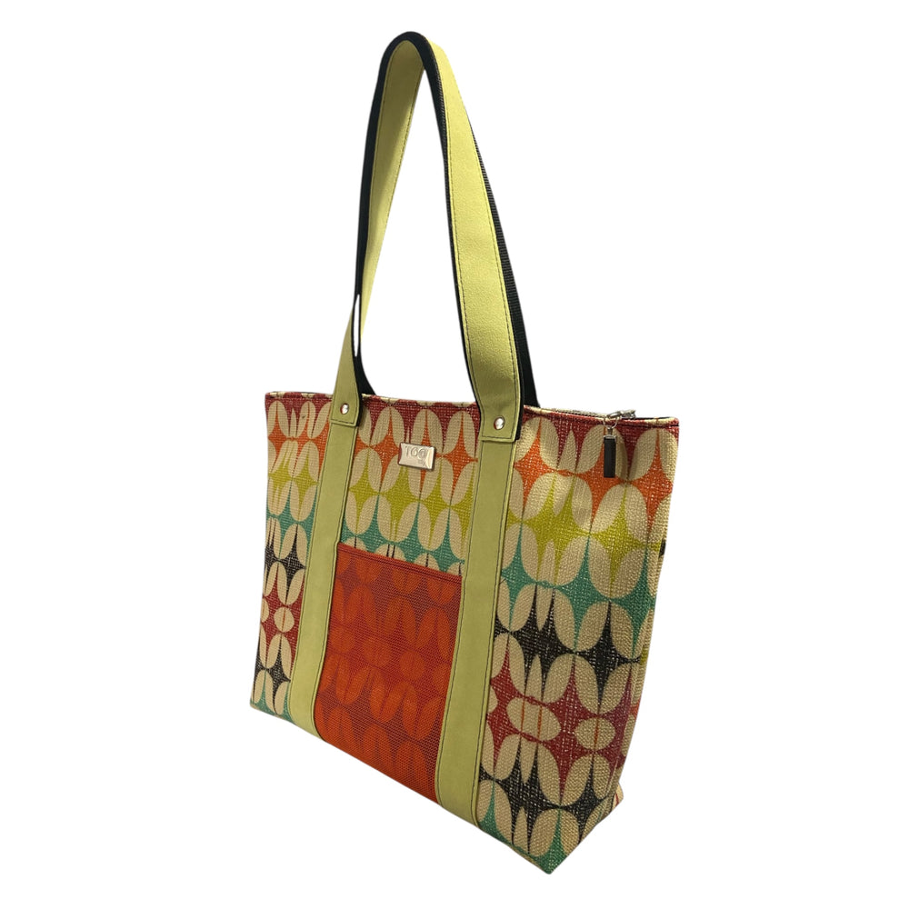 Shopper Geometrica Multicolor con Manici Lime – TOOitaly