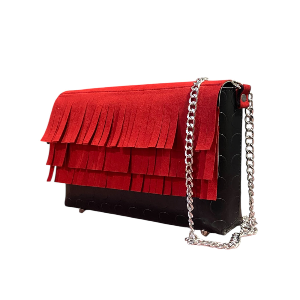 My Play XL Frange Rosso – Borsa Clutch con Catena TOOitaly