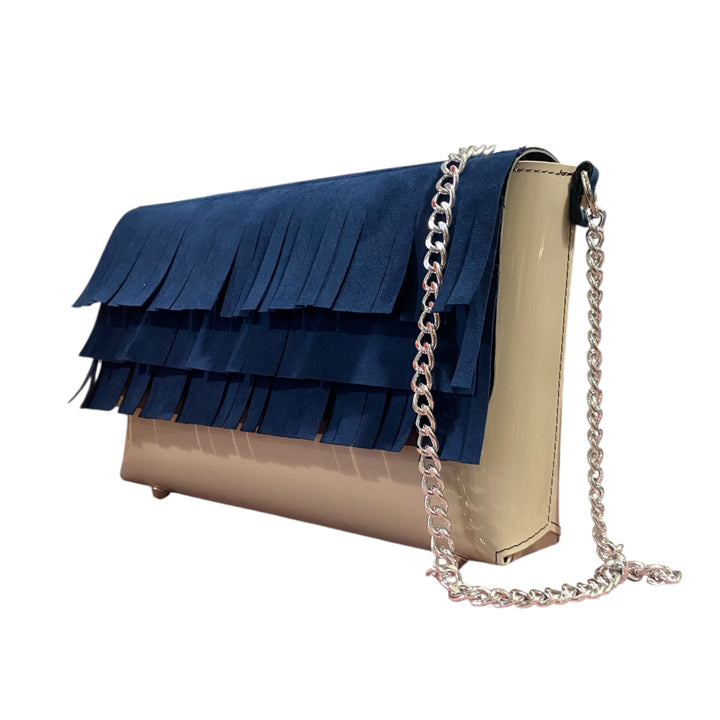 My Play XL Frange Blu – Borsa Clutch con Catena TOOitaly