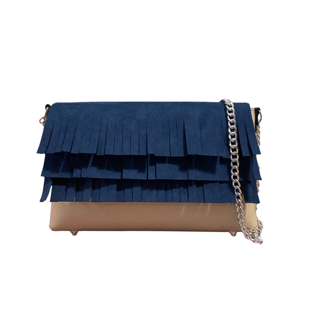 My Play XL Frange Blu – Borsa Clutch con Catena TOOitaly