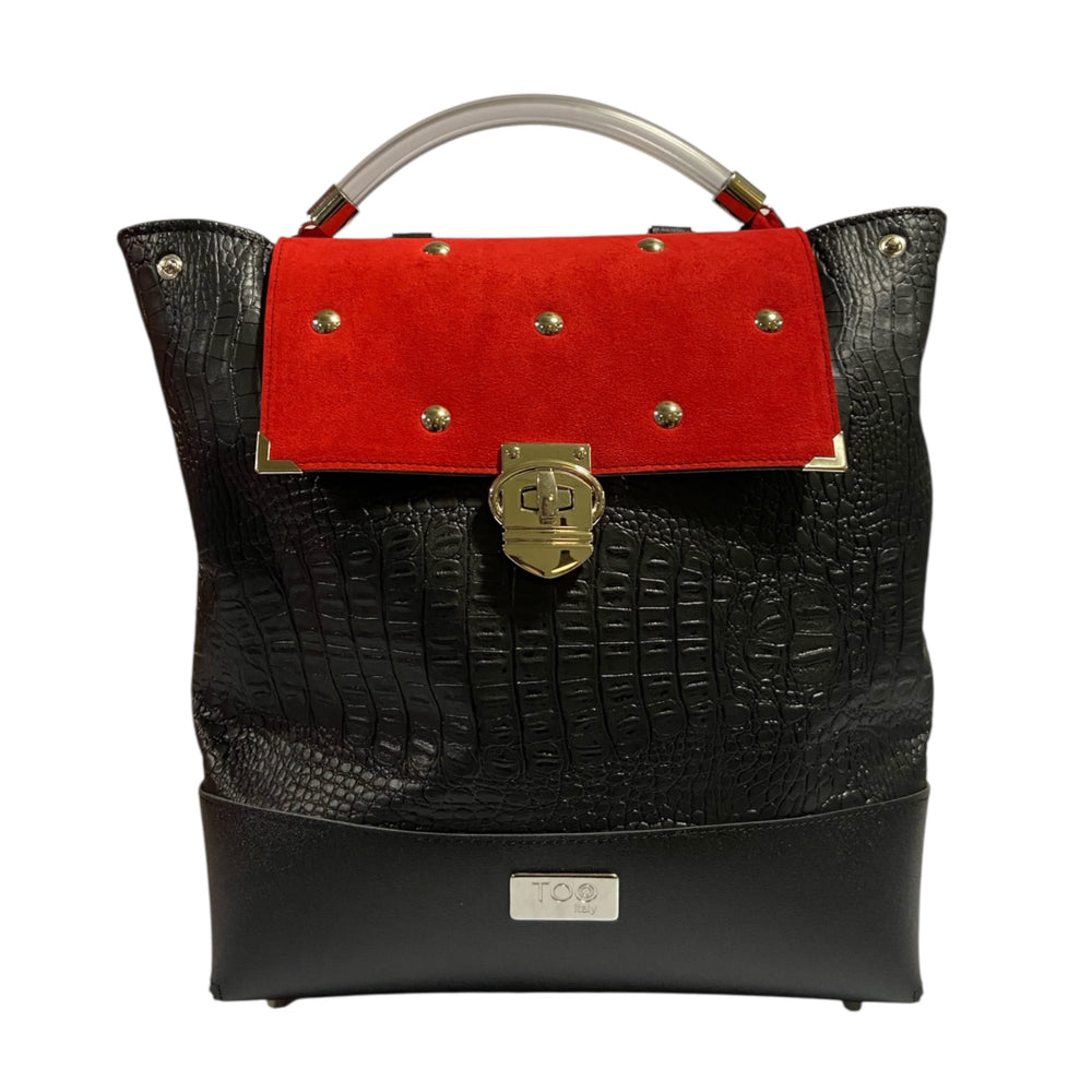 Zaino Tre Terzi Black Croco & Red – Zaino TOOitaly